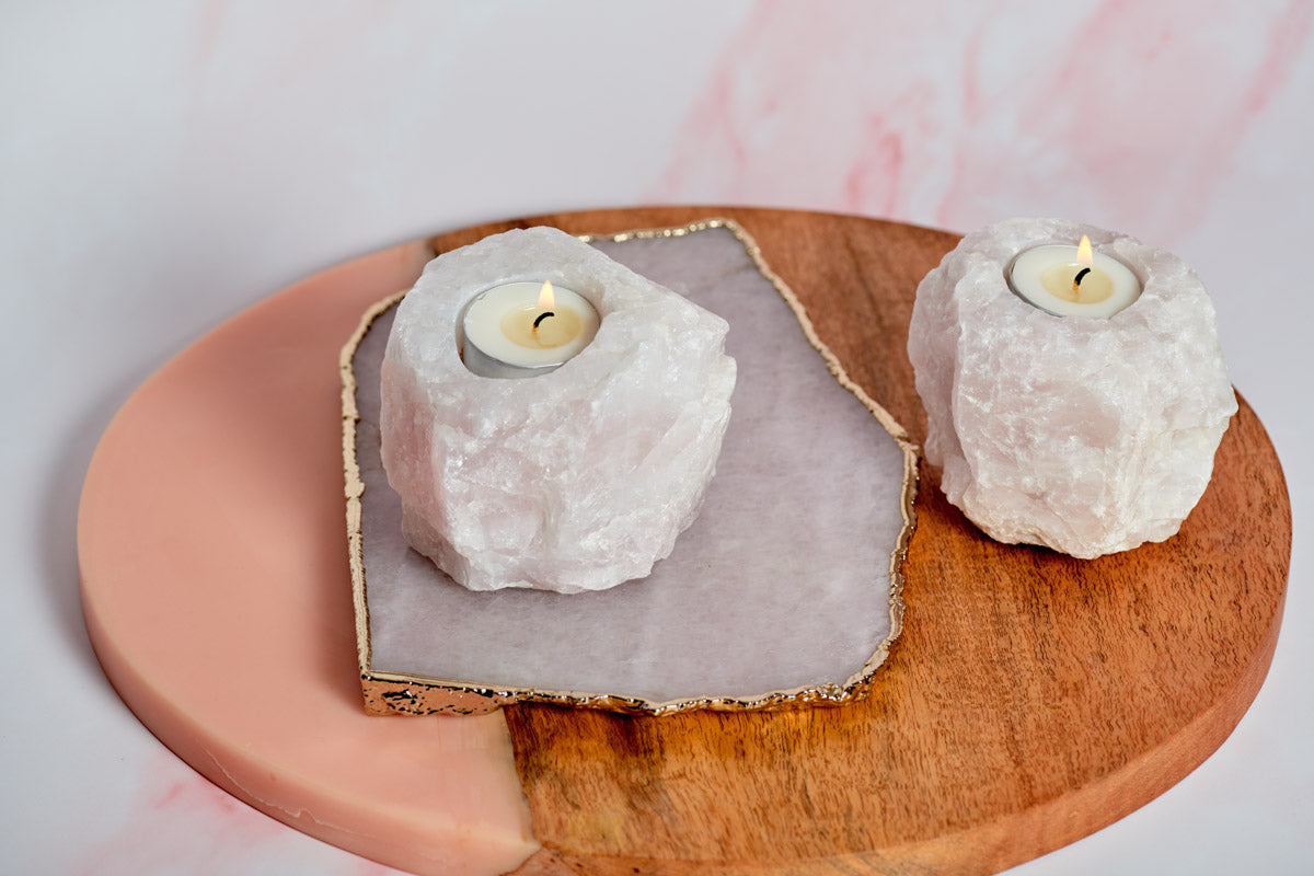 Tea Light Rose Quartz Castle