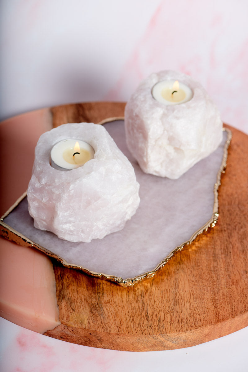 Tea Light Rose Quartz Castle