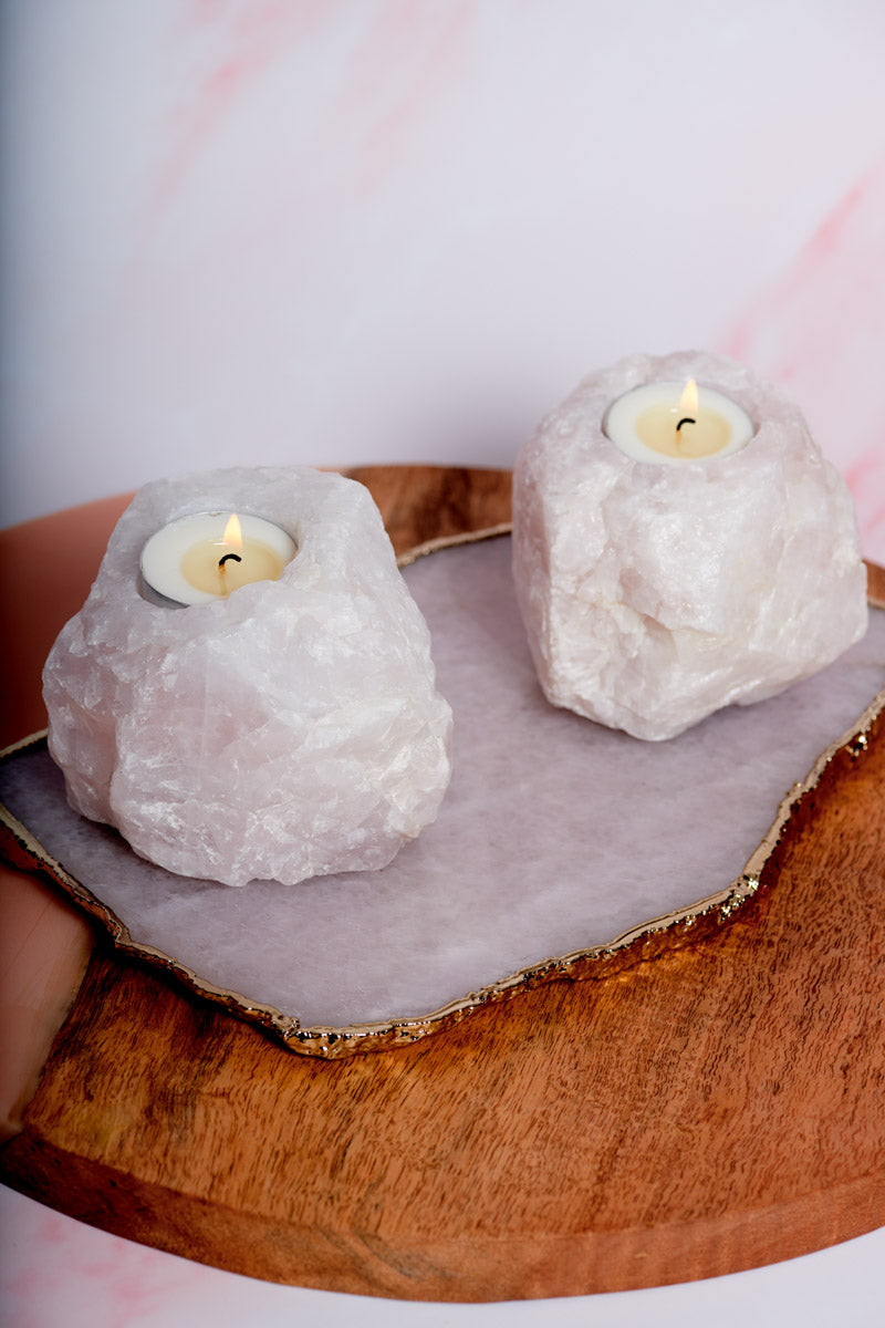 Tea Light Rose Quartz Castle