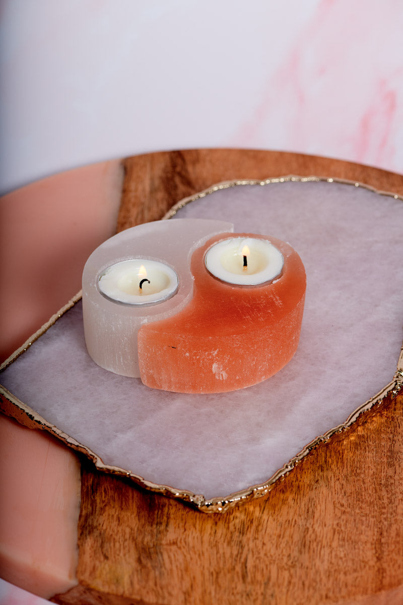 Tea Light Selenite Yin Yang