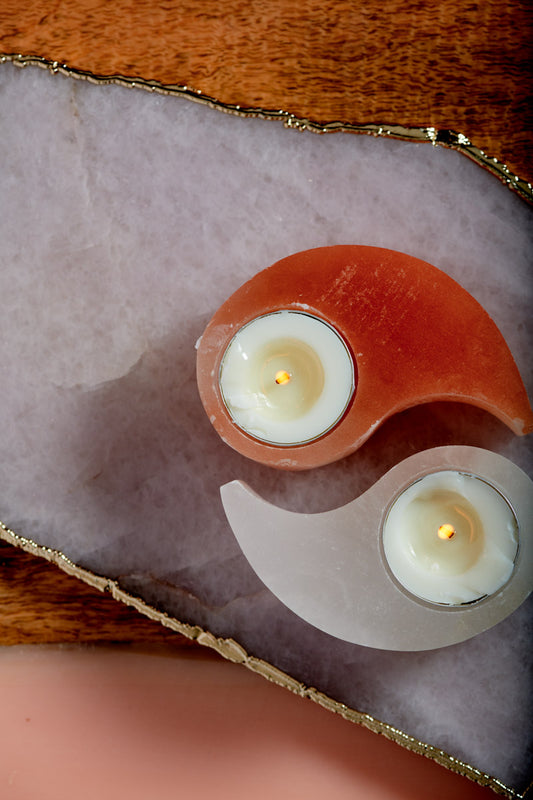 Tea Light Selenite Yin Yang