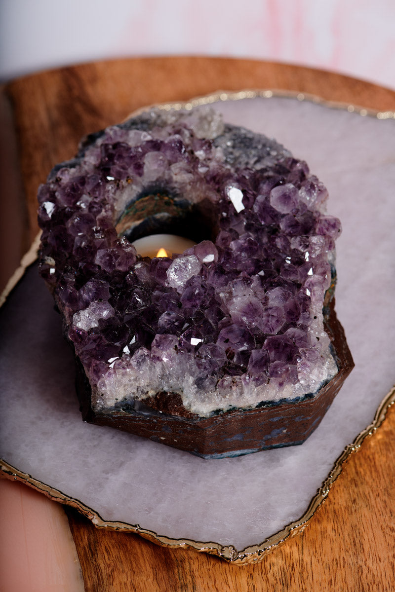 Tea Light Amethyst Castle